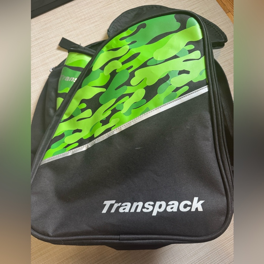 Kids Black & Green Camo ski boot bag Backpack